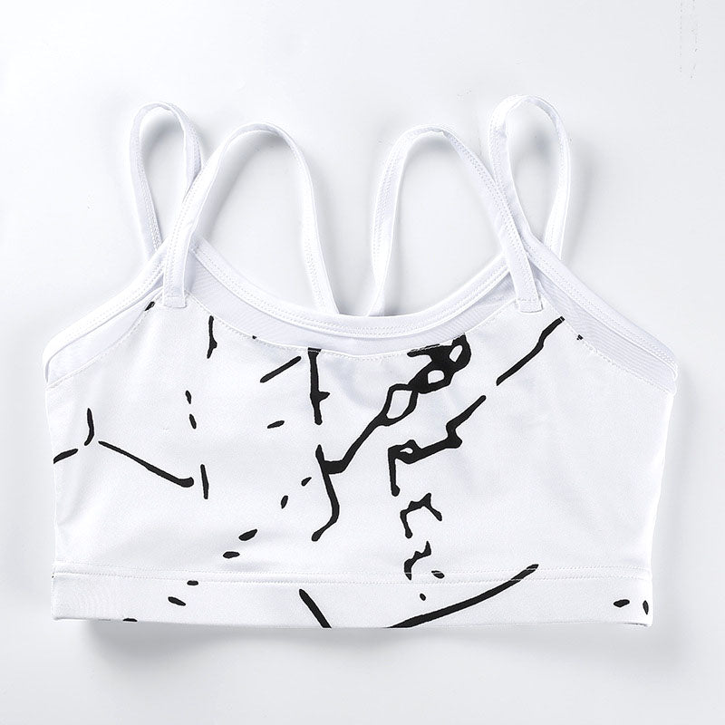 Marble Printed Mesh Sports Suit