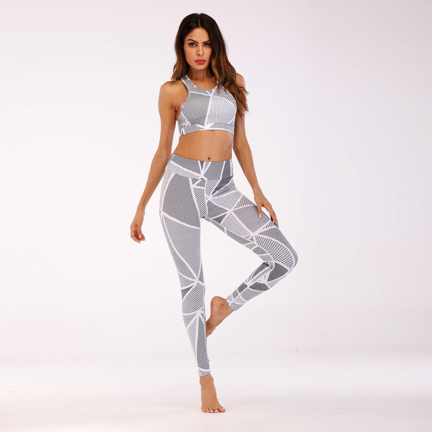 Geometric Print Bra and Legging Set