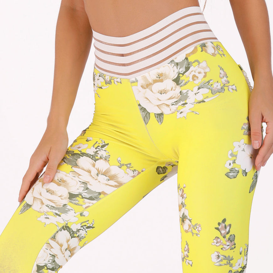 Floral Lace Waist Butt Pocket Leggings